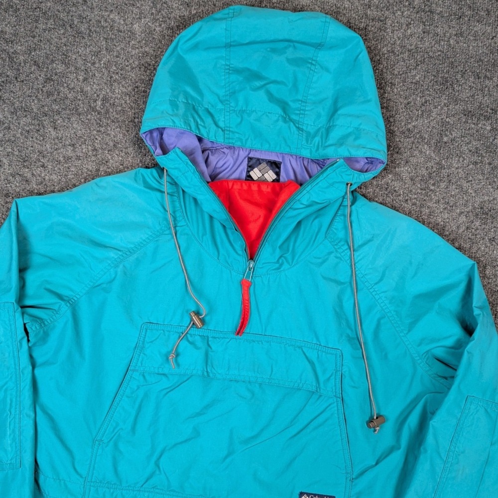 Vintage Columbia Sportswear Anorak Jacket Mens Large Teal Pullover Windbreaker